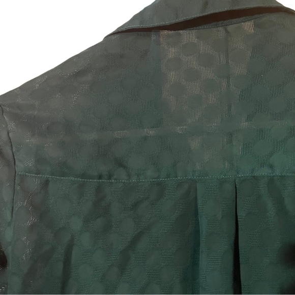 Express Portofino Button Down Polka Dot Green Sheer Collared V Neck Blouse Shirt - Picture 6 of 6
